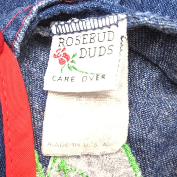 Vintage Rosebud Duds Overalls Girls Size 2T Applique Denim House - Picture 4 of 5